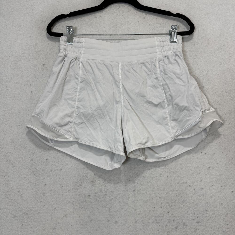 Lululemon Shorts Womens 8 White 4 Inseam Lined Running Athletic Gym LW7ANYS